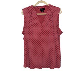 Liz Claiborne Womens Sleeveless Pink & Black Diamond Pattern Blouse Top Size XL